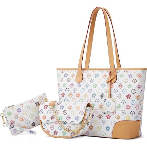 Elegant 3pcs PU Leather Tote and Hobo Bag Set for Modern Women - Tricolor - Picture 1 of 6